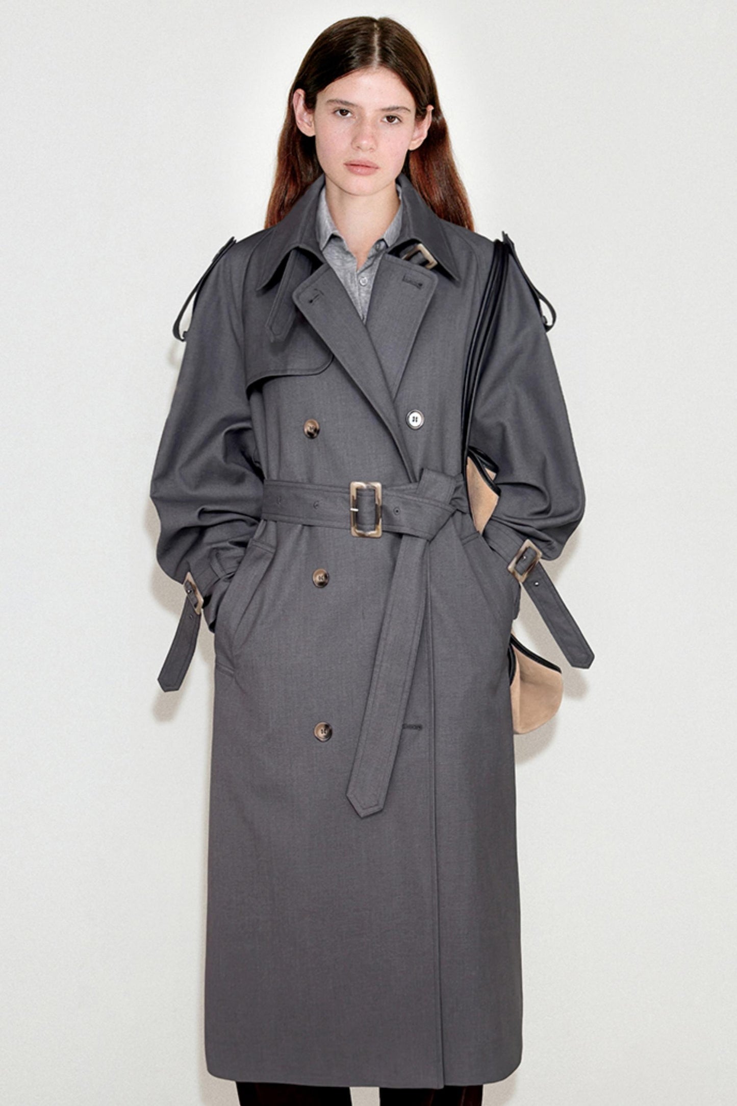 Pleated Silhouette Trench Coat