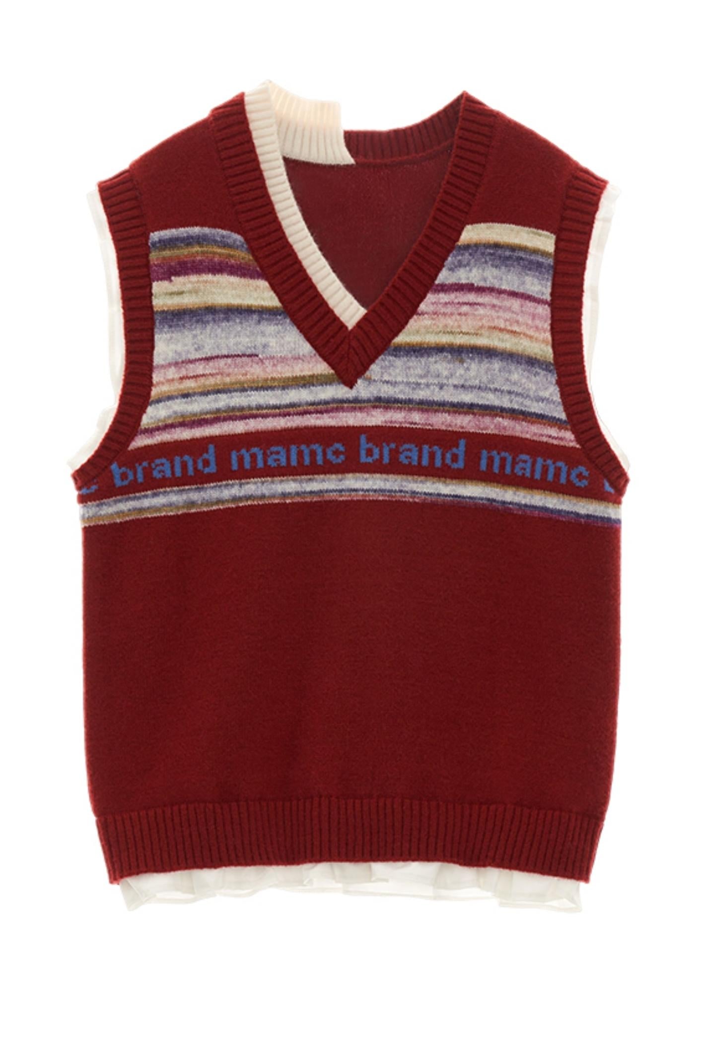 [Flight Attendant Xin Yi Exclusive] MAMC irregular fungus edge striped vest