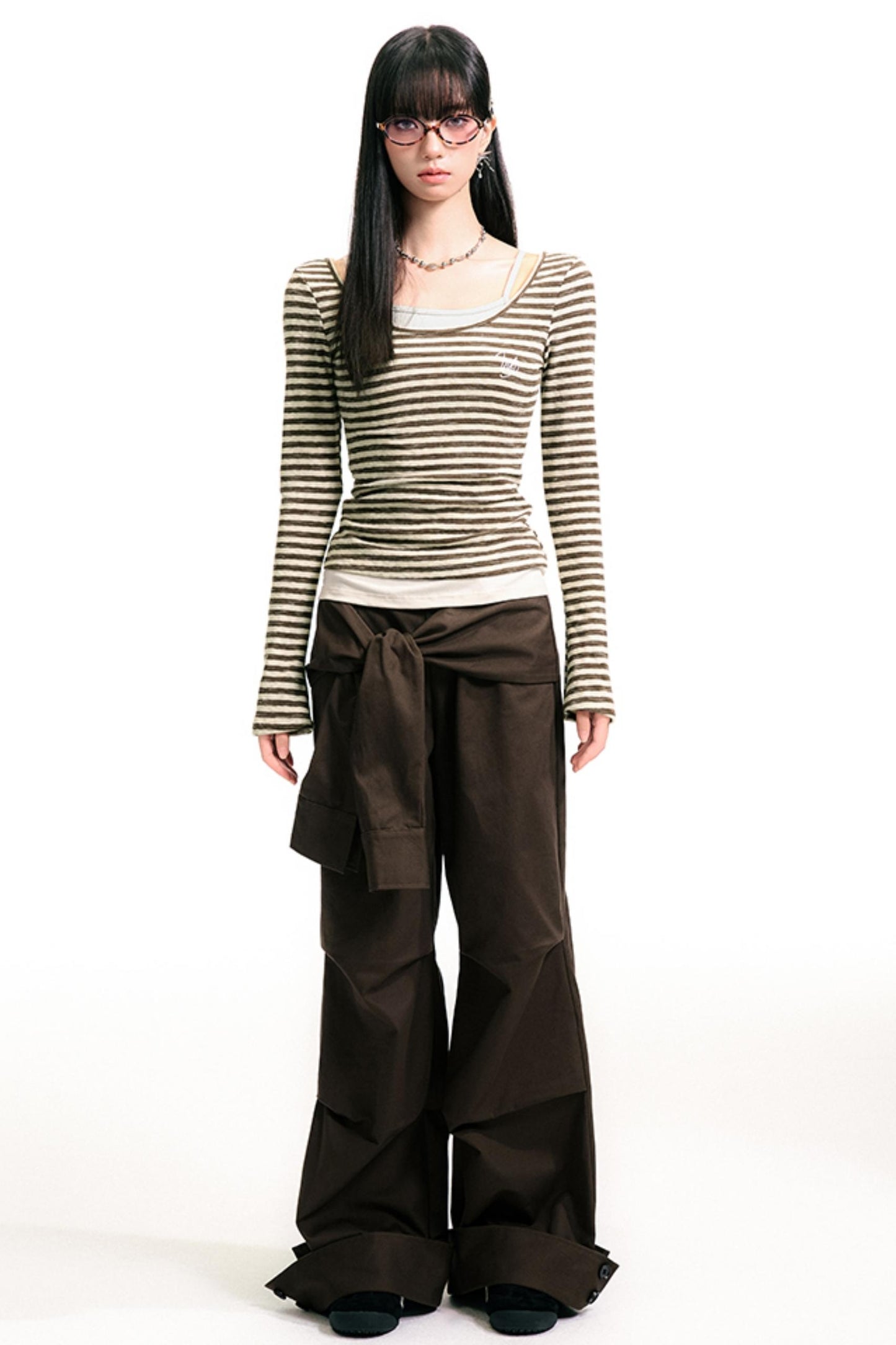 Pleated Brown Pants