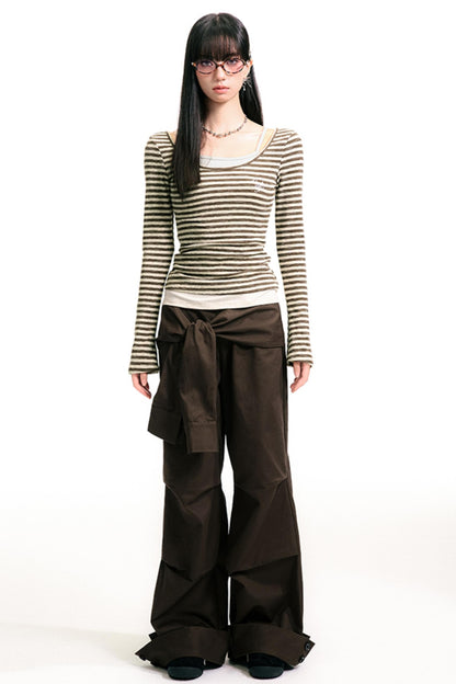 Pleated Brown Pants