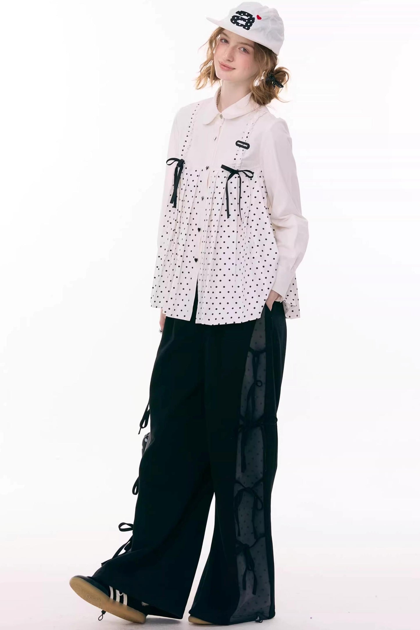 Deconstructed Bow Polka Dot Pants