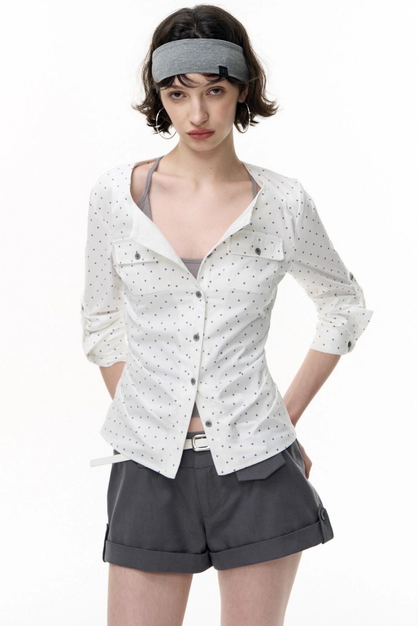 Slimming Retro Polka Dot Shirt