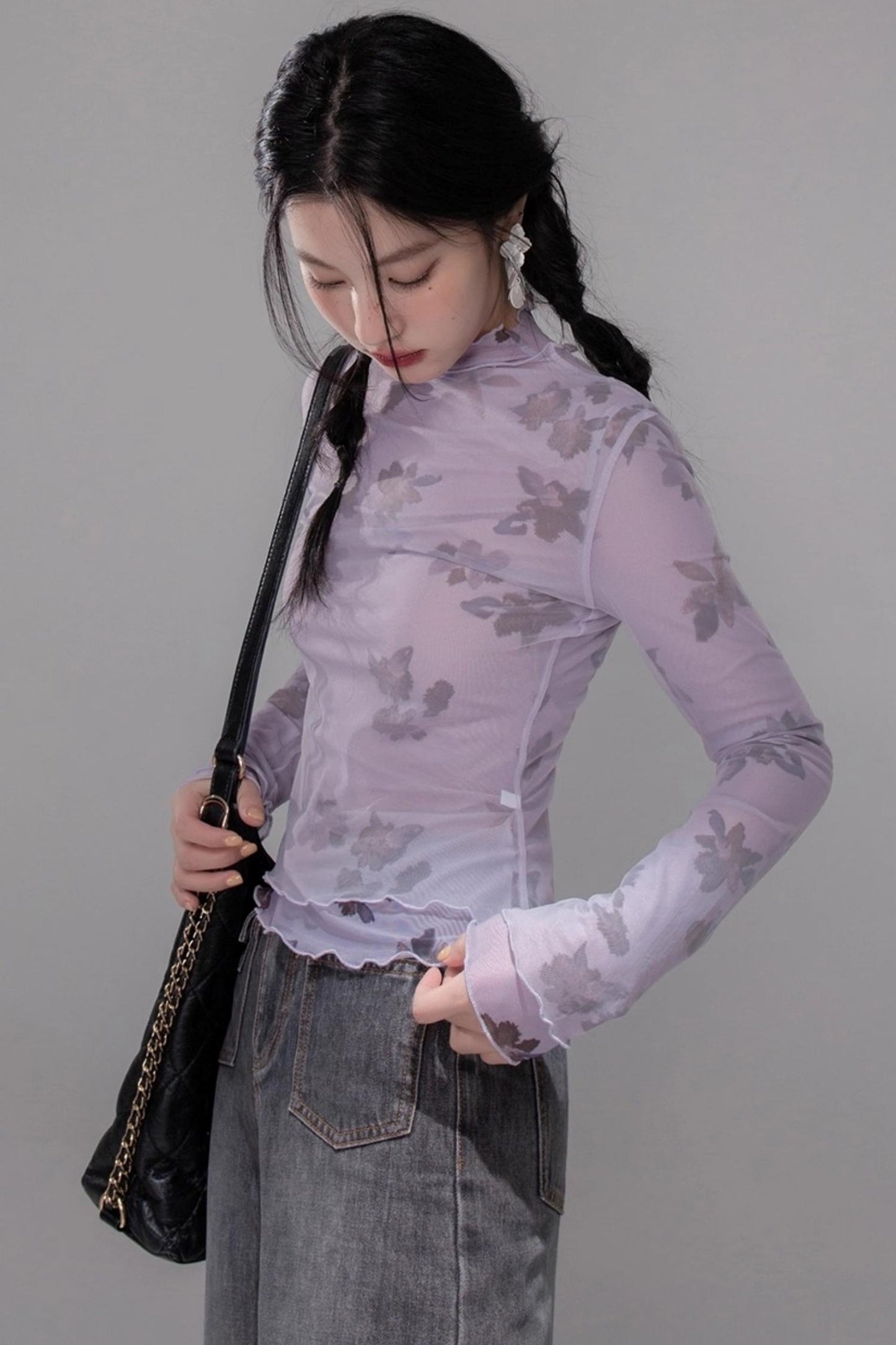 Purple Mesh Base Layer Top Set