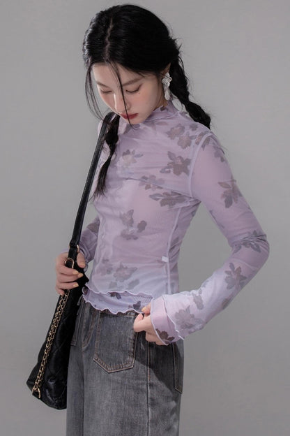 Purple Mesh Base Layer Top Set