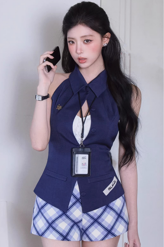 Sirens Lapel Sleeveless Vest Set-Up