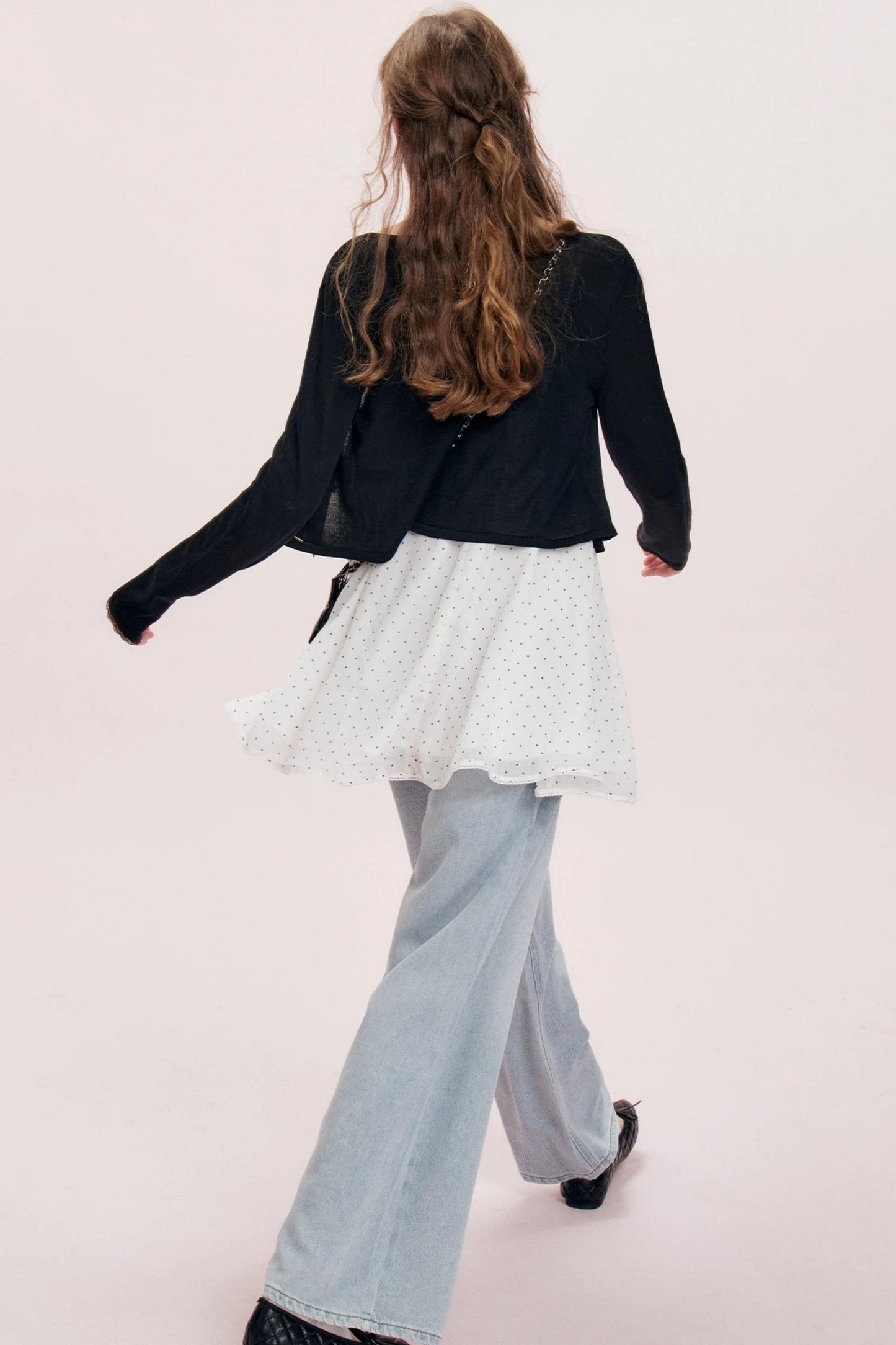 Chiffon Polka Dot A-Line Dress Set-Up