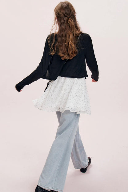 Chiffon Polka Dot A-Line Dress Set-Up