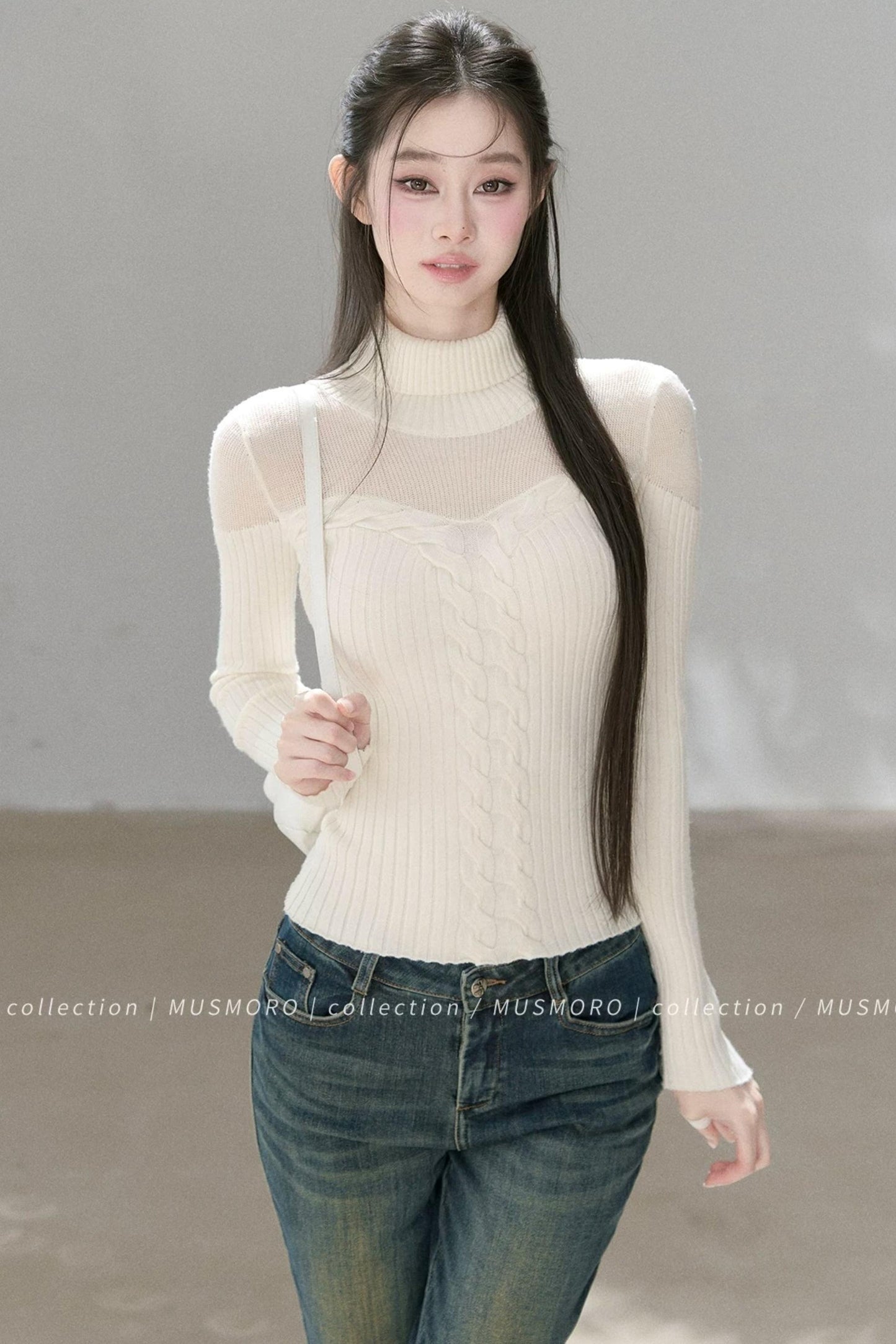 Wool Blend Hollow Knit Top