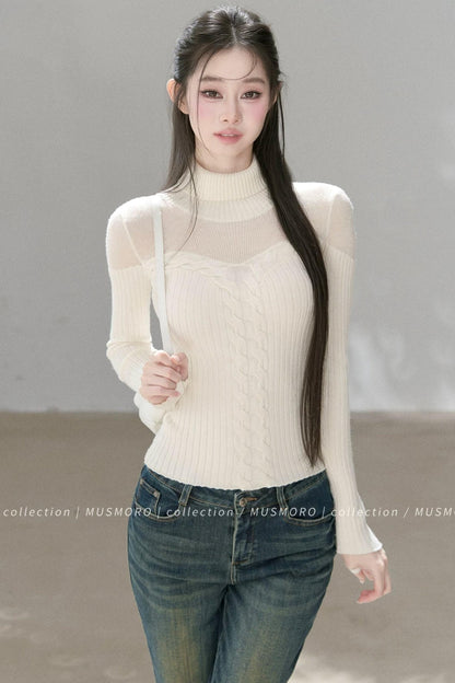 Wool Blend Hollow Knit Top