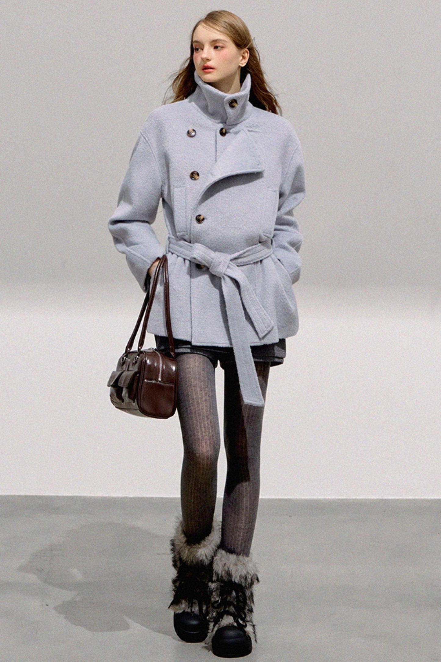 Mint Double-Breasted Wool Coat