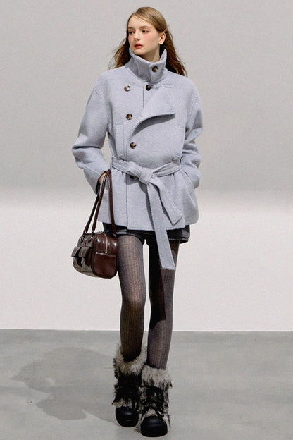 Mint Double-Breasted Wool Coat