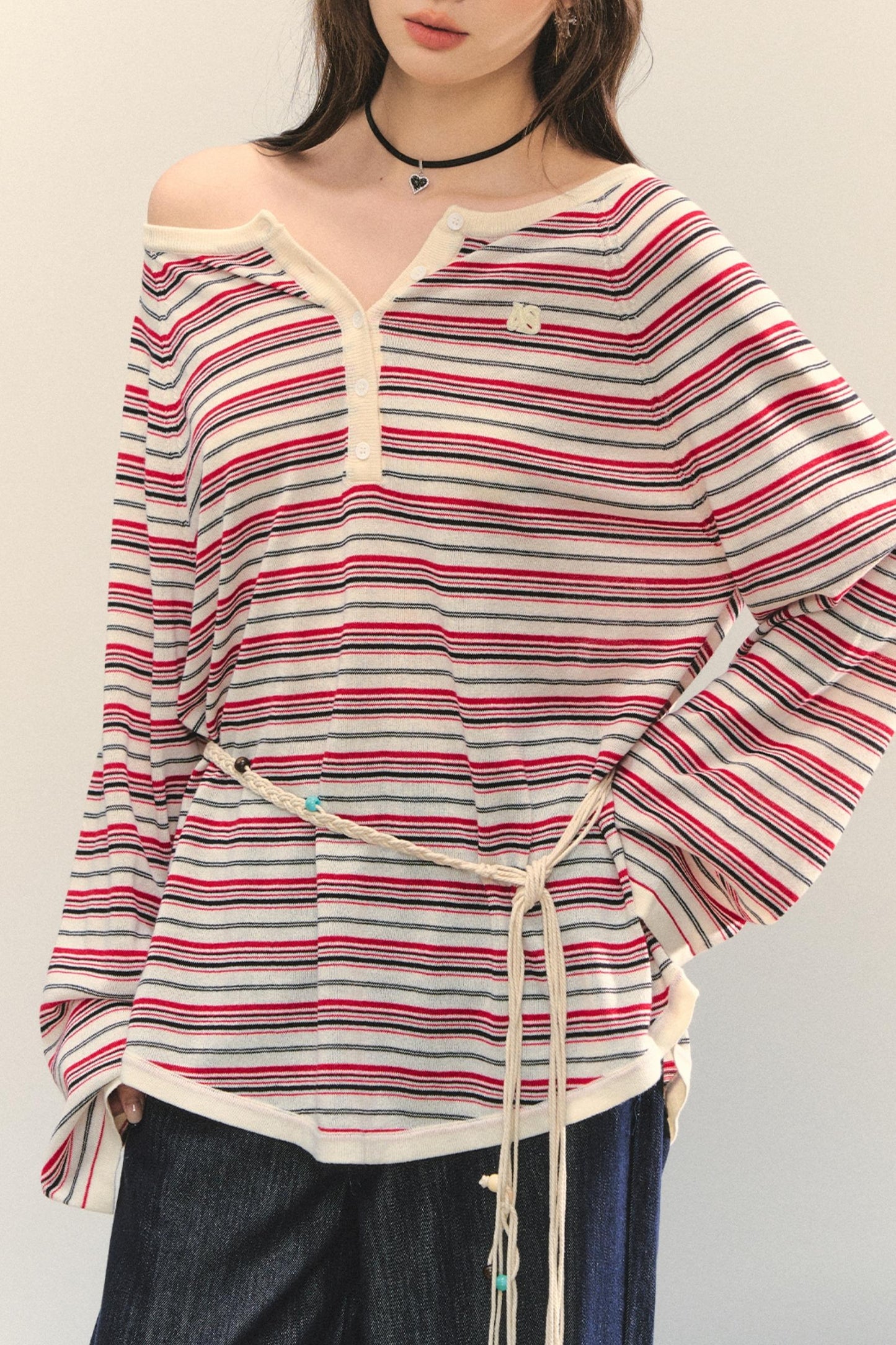 Pink Striped Knit Top