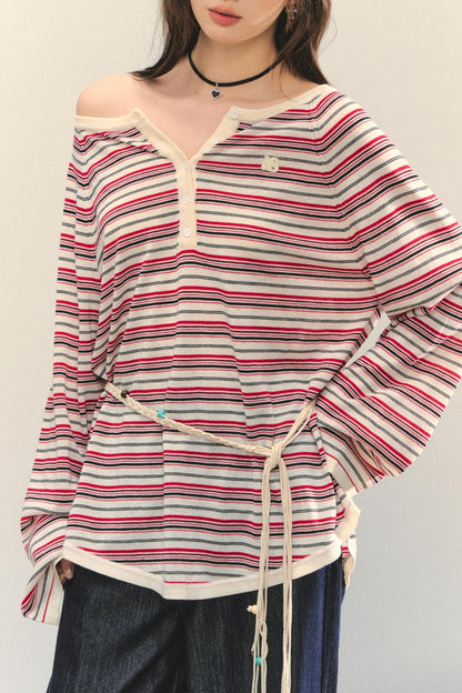 Pink Striped Knit Top