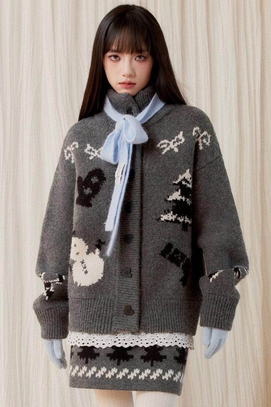 [10 31new] fragile shop winter snow hibernation memories Fair Island slouchy sweater autumn and winter knit set