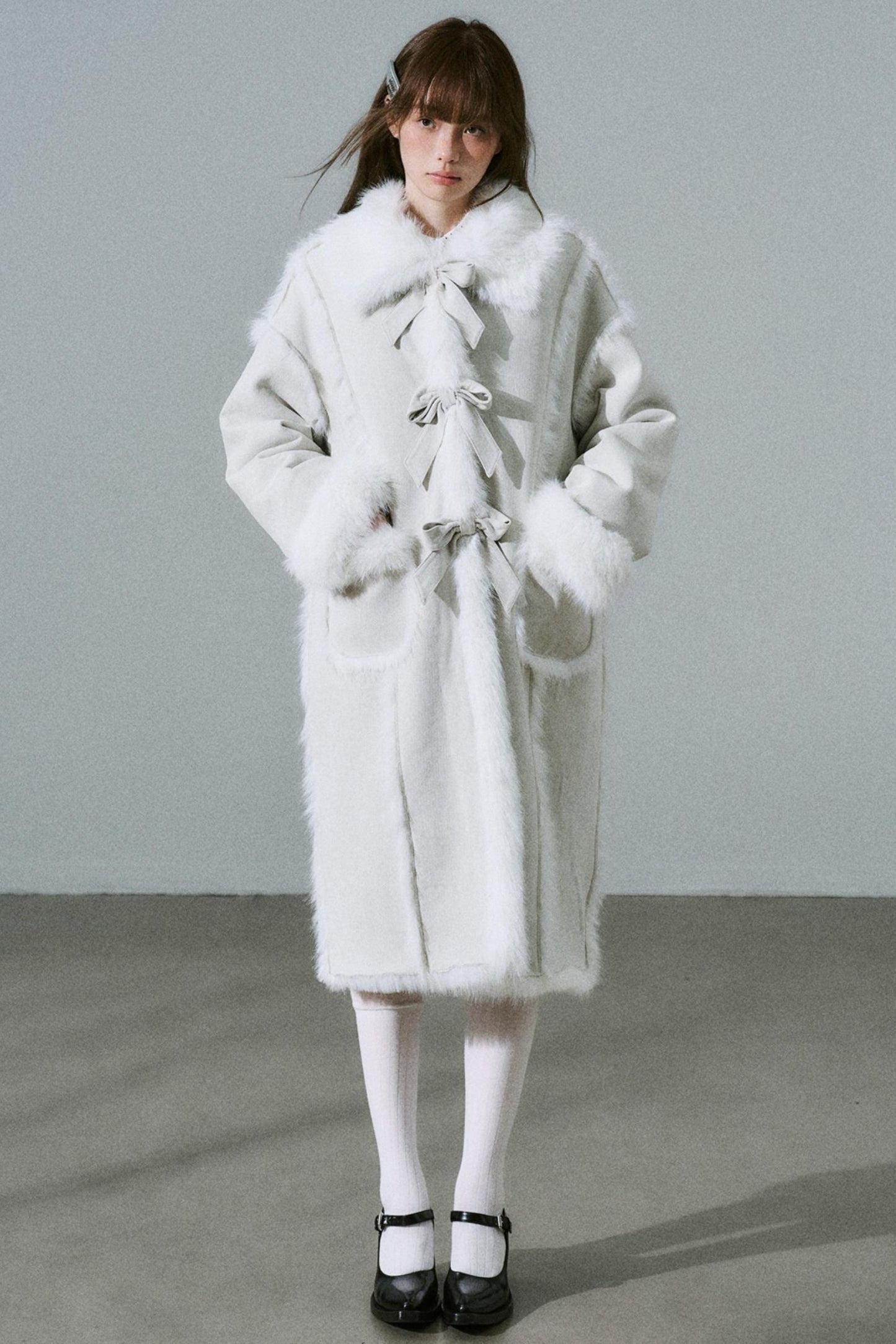 Sweet Silver Grey Fur Jacket