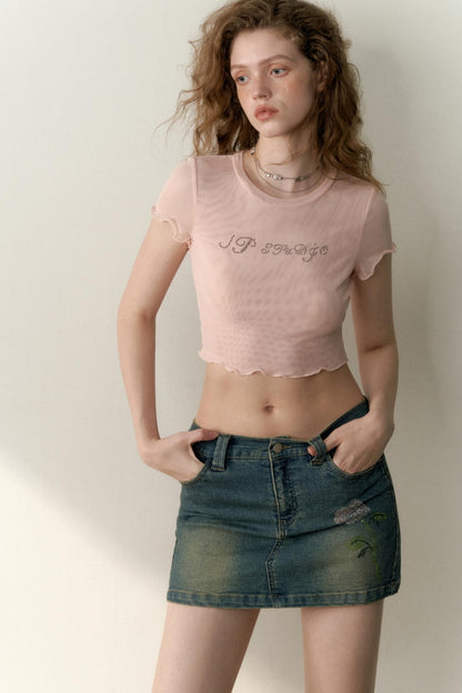 Multicolor Mesh Letter Tee