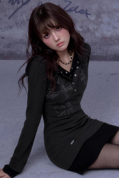 Slim Cross Hoodie Dress