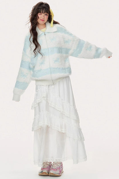 Soft Light Blue Knit Jacket