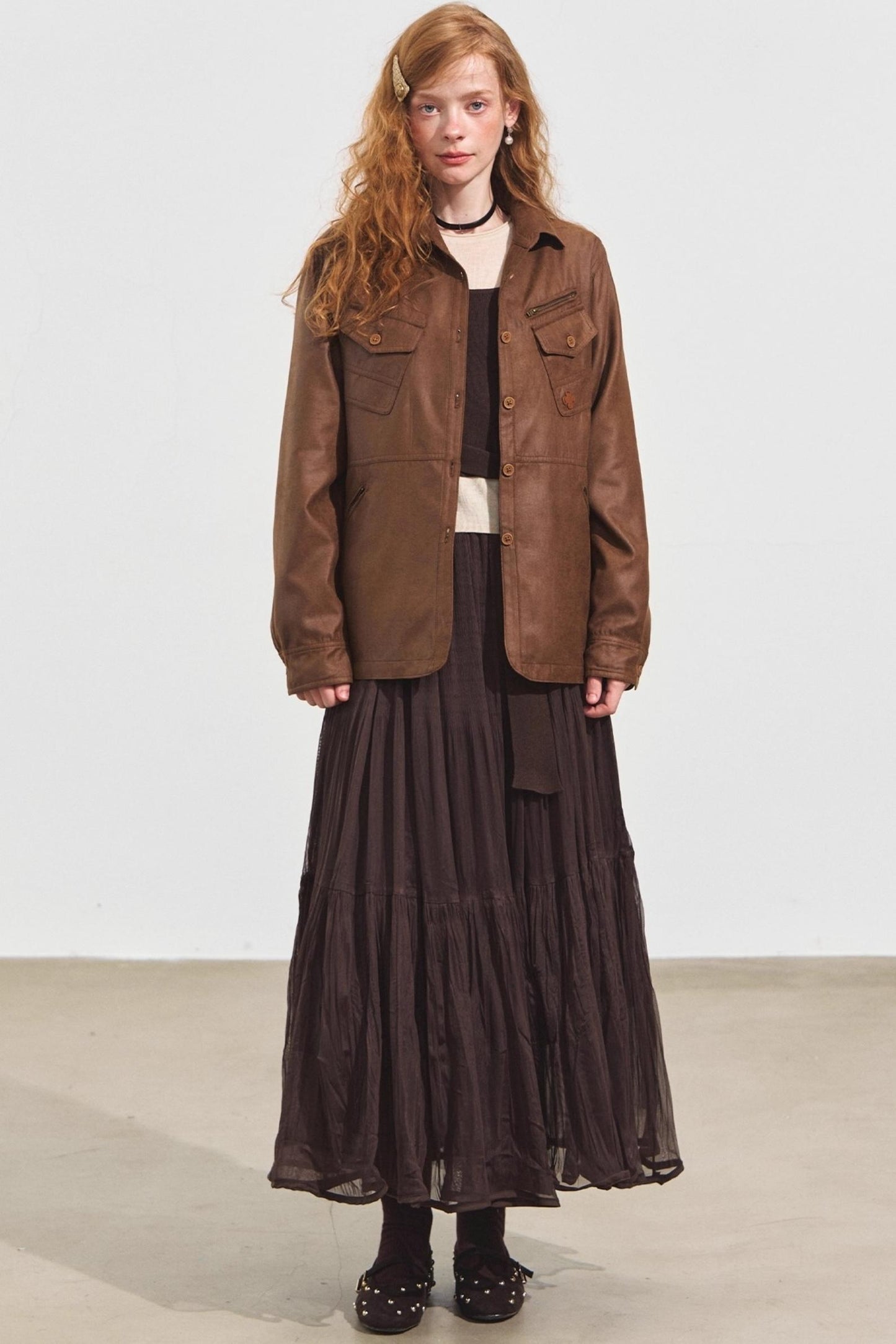 Multi-Pocket Casual Suede Jacket