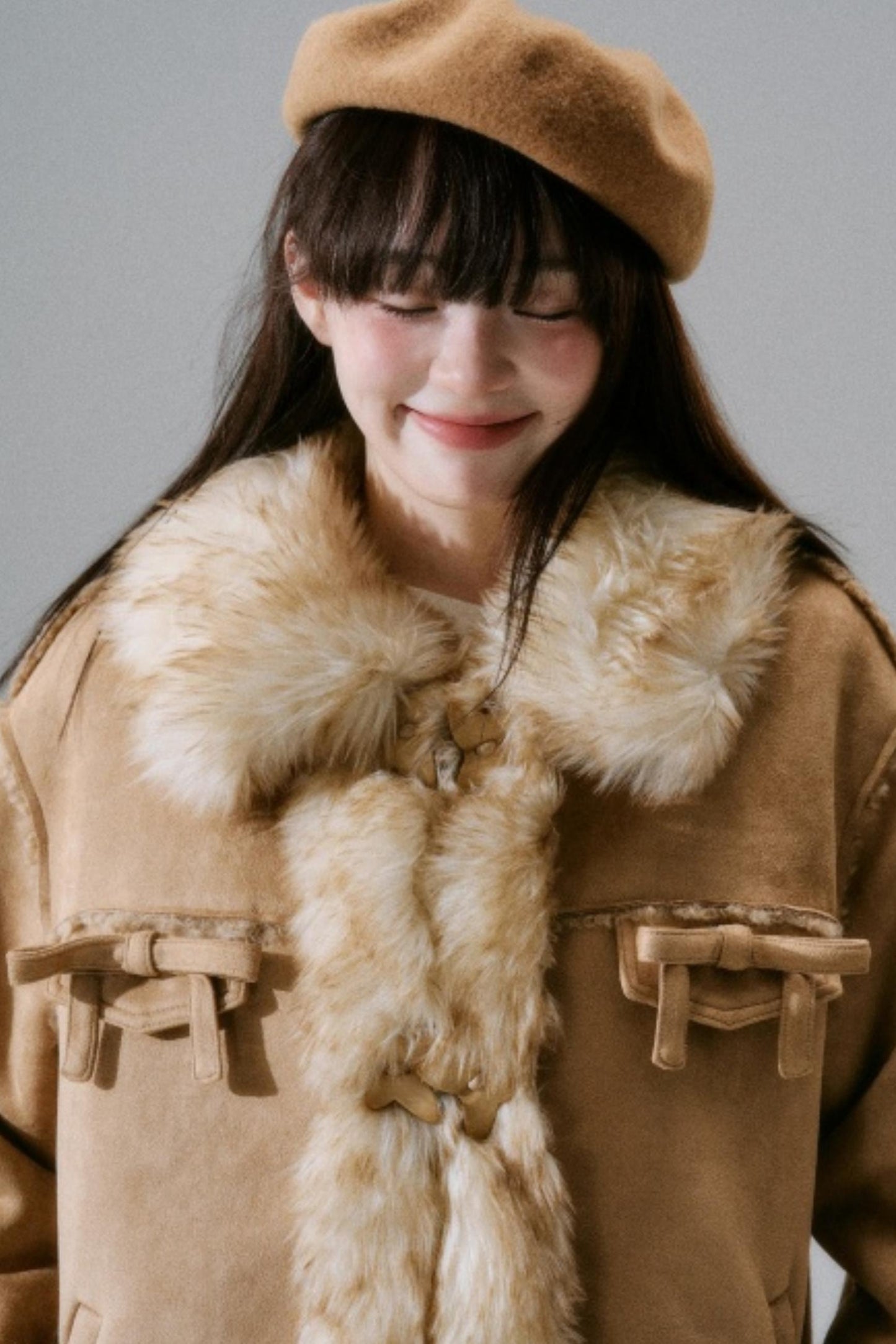 Eco-Friendly Fur Bow Coat