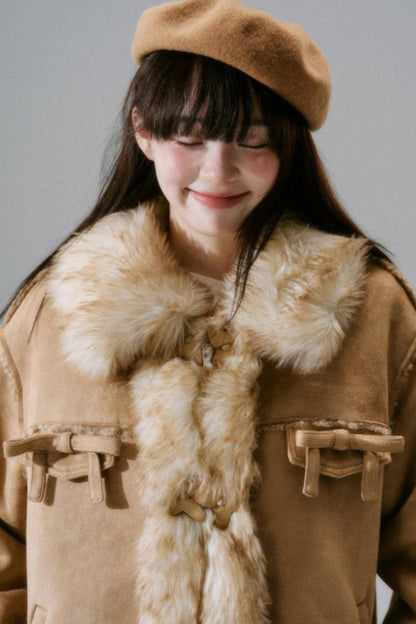 Eco-Friendly Fur Bow Coat