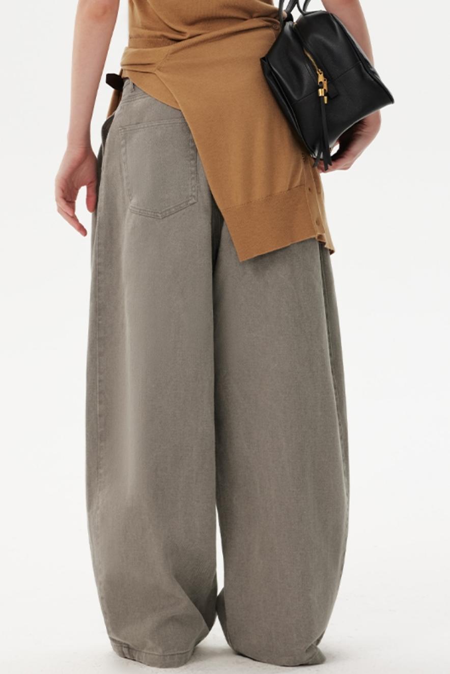 Retro Pure Cotton Pleated Pants
