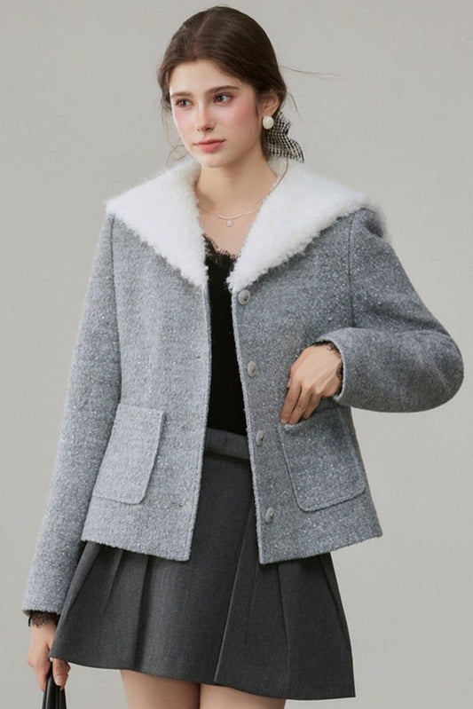 Wool Tweed Short Coat