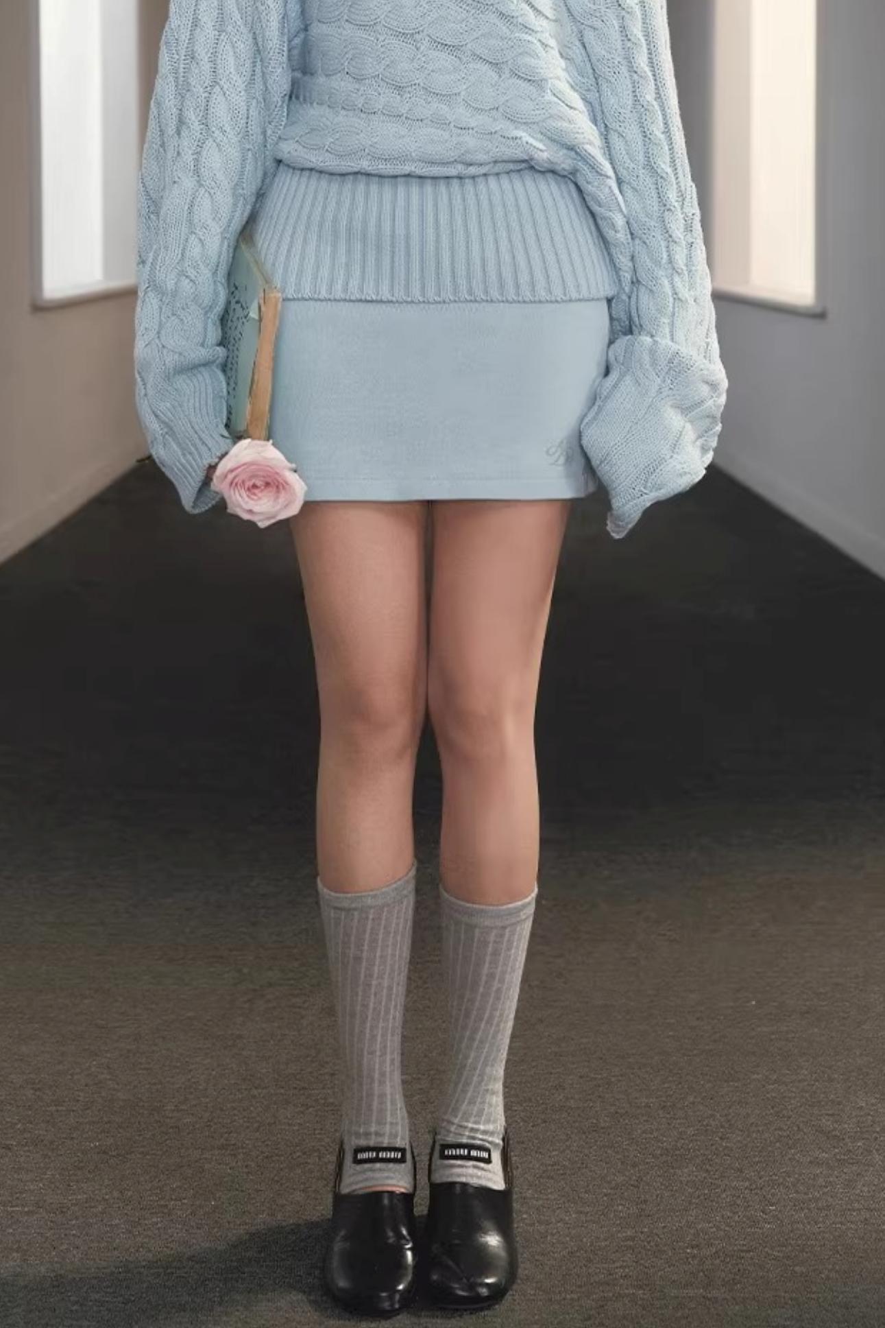 Slanted Shoulder Knit Sweater Set-Up