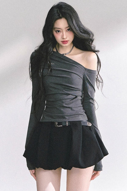 Spicy American Long-Sleeved Gray Top