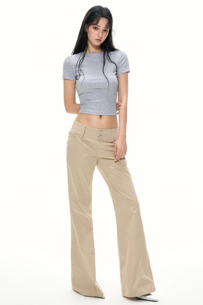 Vintage Khaki Wide-Leg Work Pants