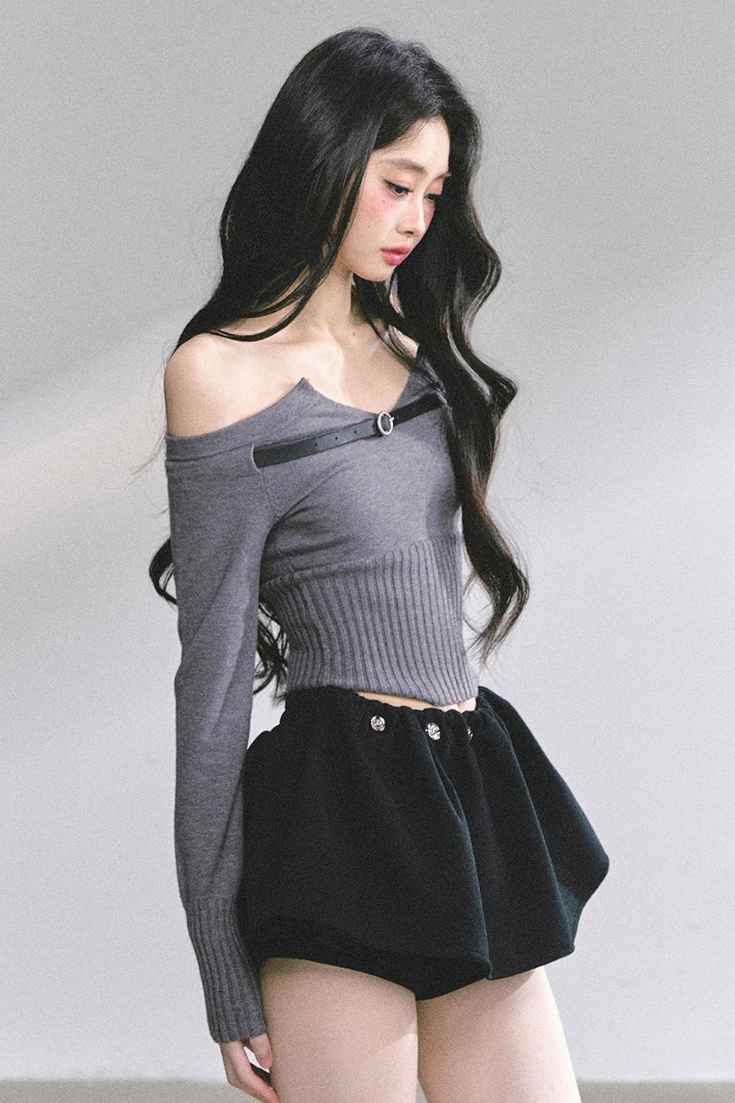 Lazy Weekend One-Shoulder Knitted Top