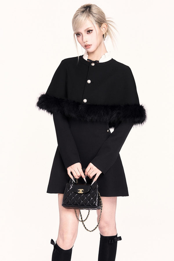 Atmospheric Woolen Shawl Dress Set