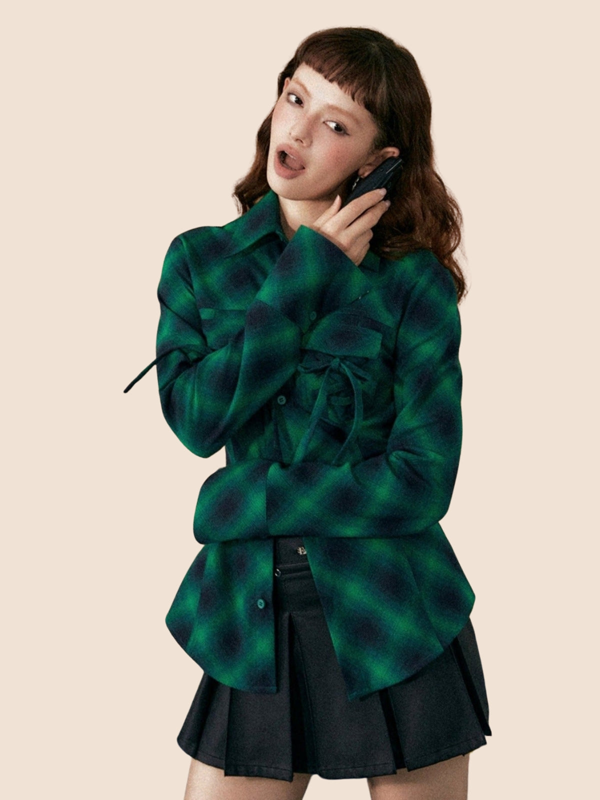 Street Style Long Sleeves Green Shirt