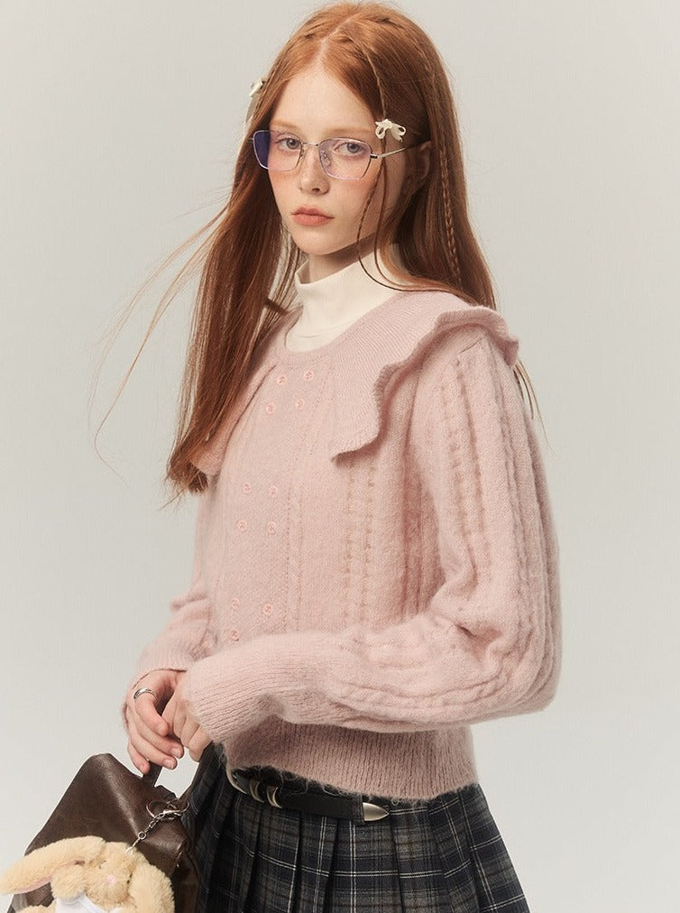 Cropped Mohair Sweater Knitted Tops
