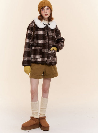 Plaid Lamb Wool Coat