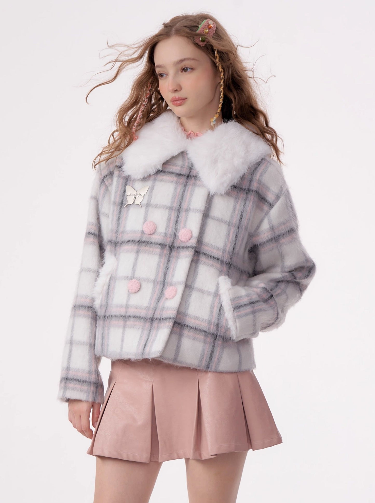 American Check Plaid Tweed Jacke