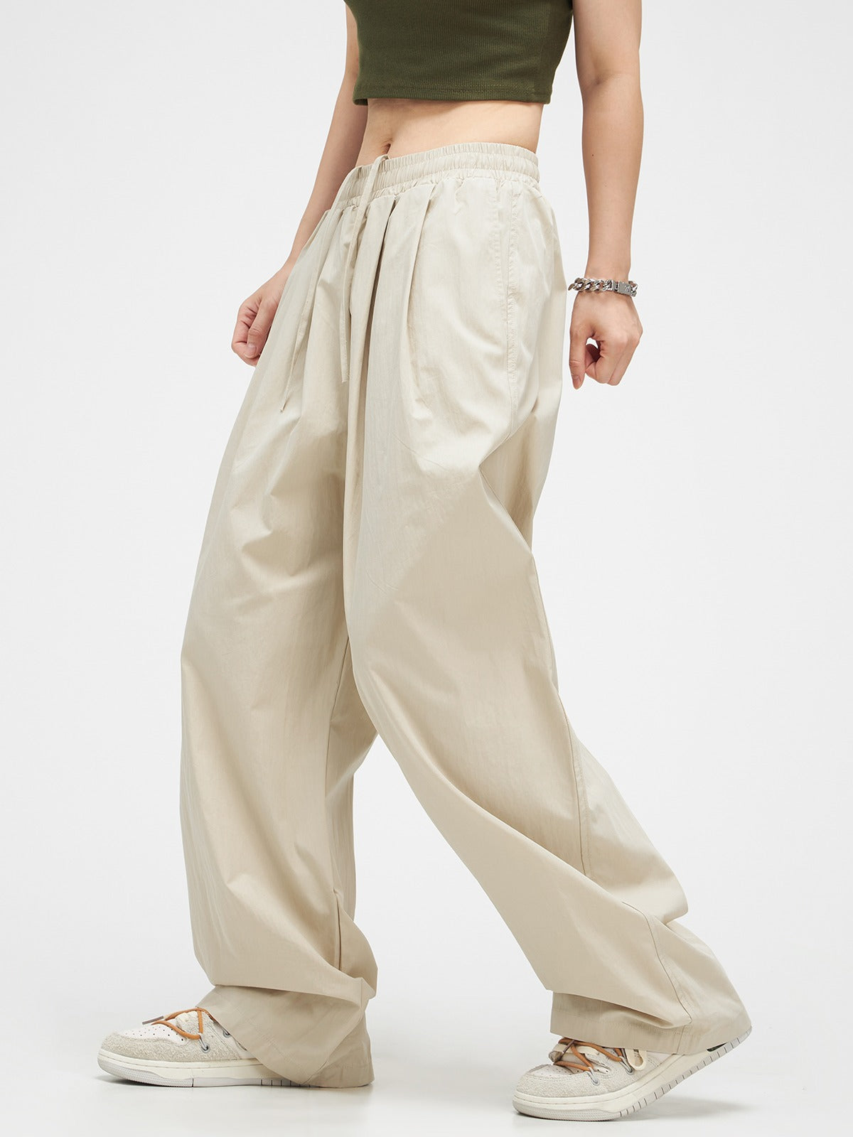 American Retro Lace-up Drap Mop Track Pants