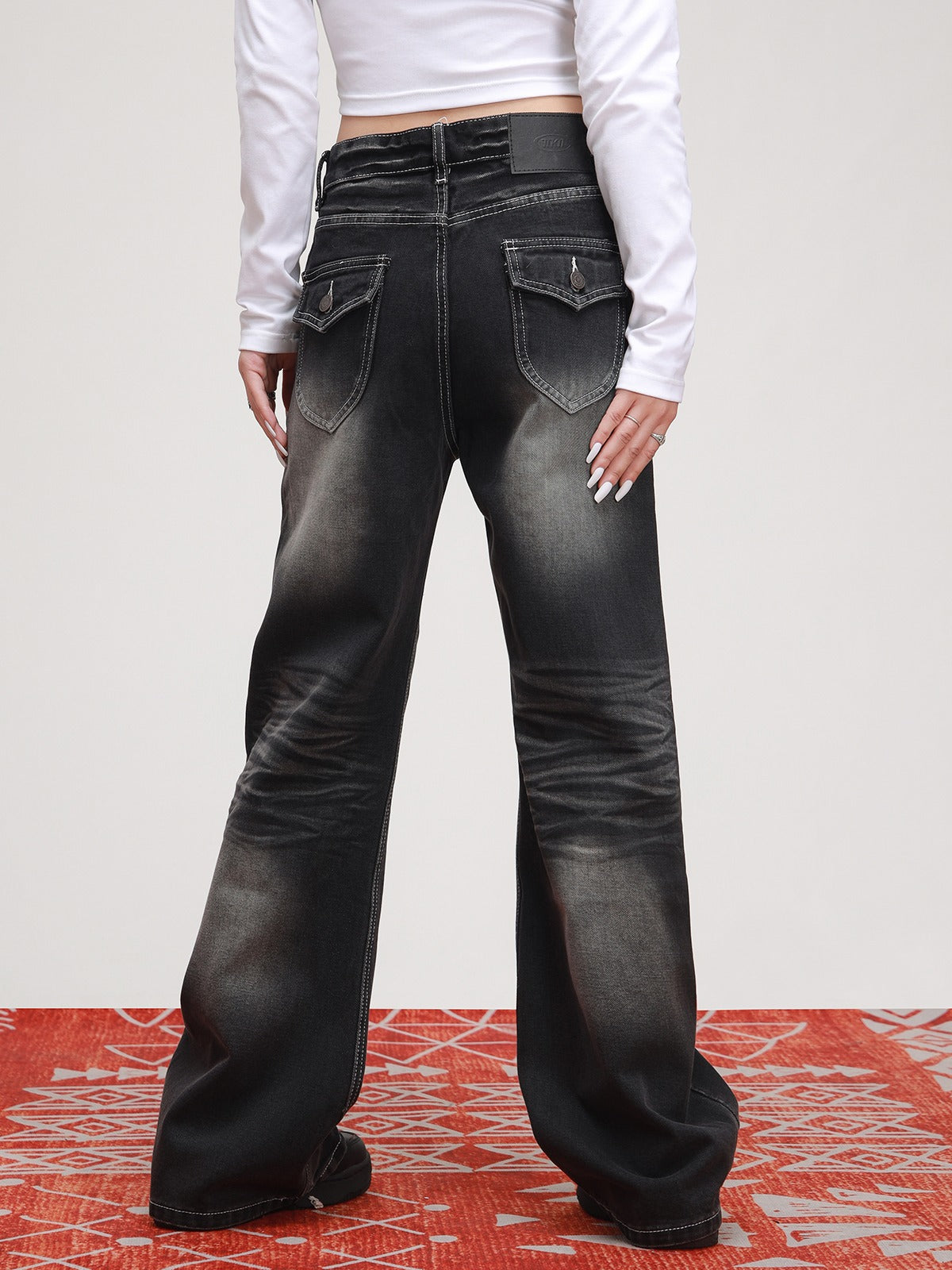 American Vintage Washed Mop Black Jeans Pants