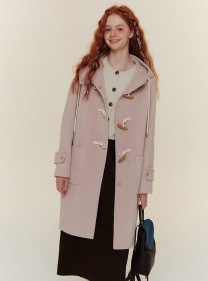 Long and short horn buttoned woolen Coat