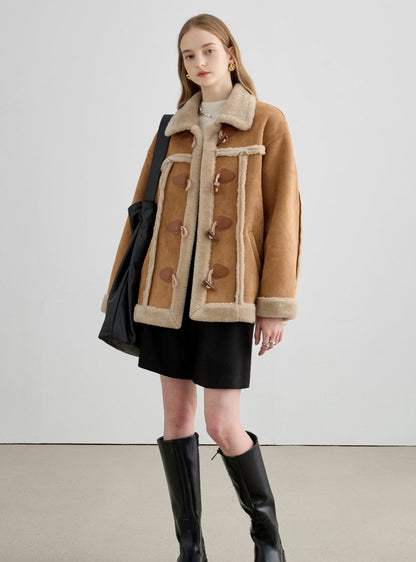 Horn Button Fur Short Coat