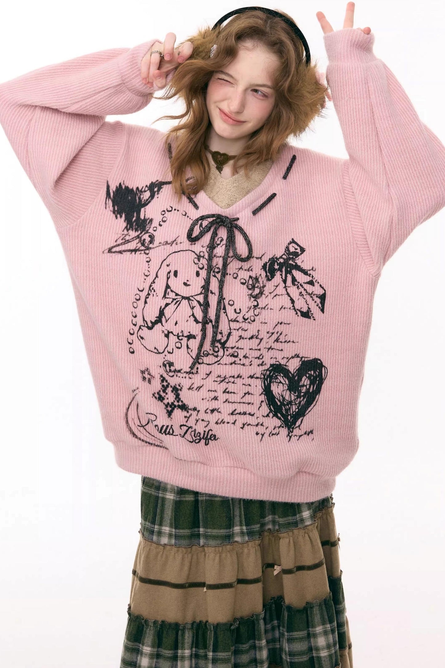 Velvet Rabbit Print Sweater
