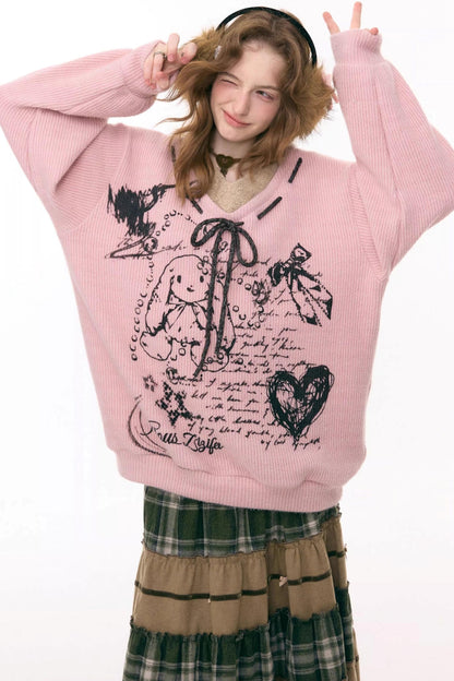 Velvet Rabbit Print Sweater