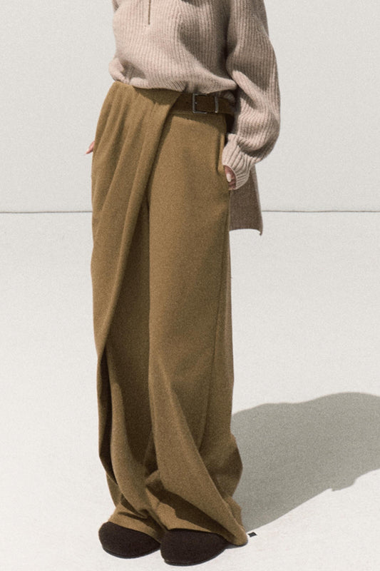 Pleated Winter Wide-Leg Pants
