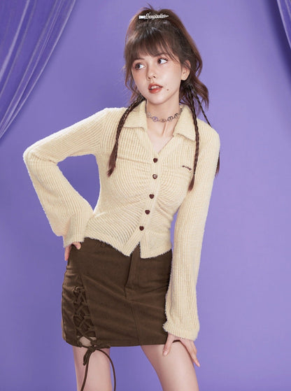 brown retro two-piece skirt