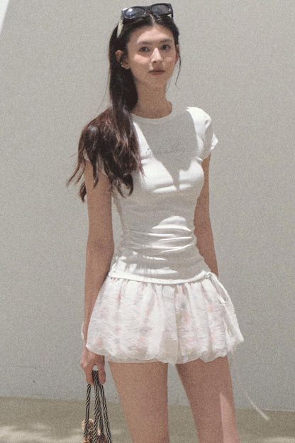 Floral Peplum Culottes Skirt Set