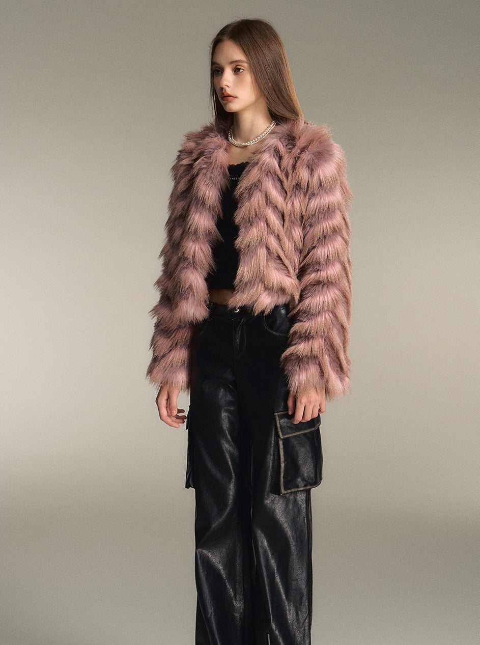 Golden Girl Gradient Eco-Friendly Fur Jacket