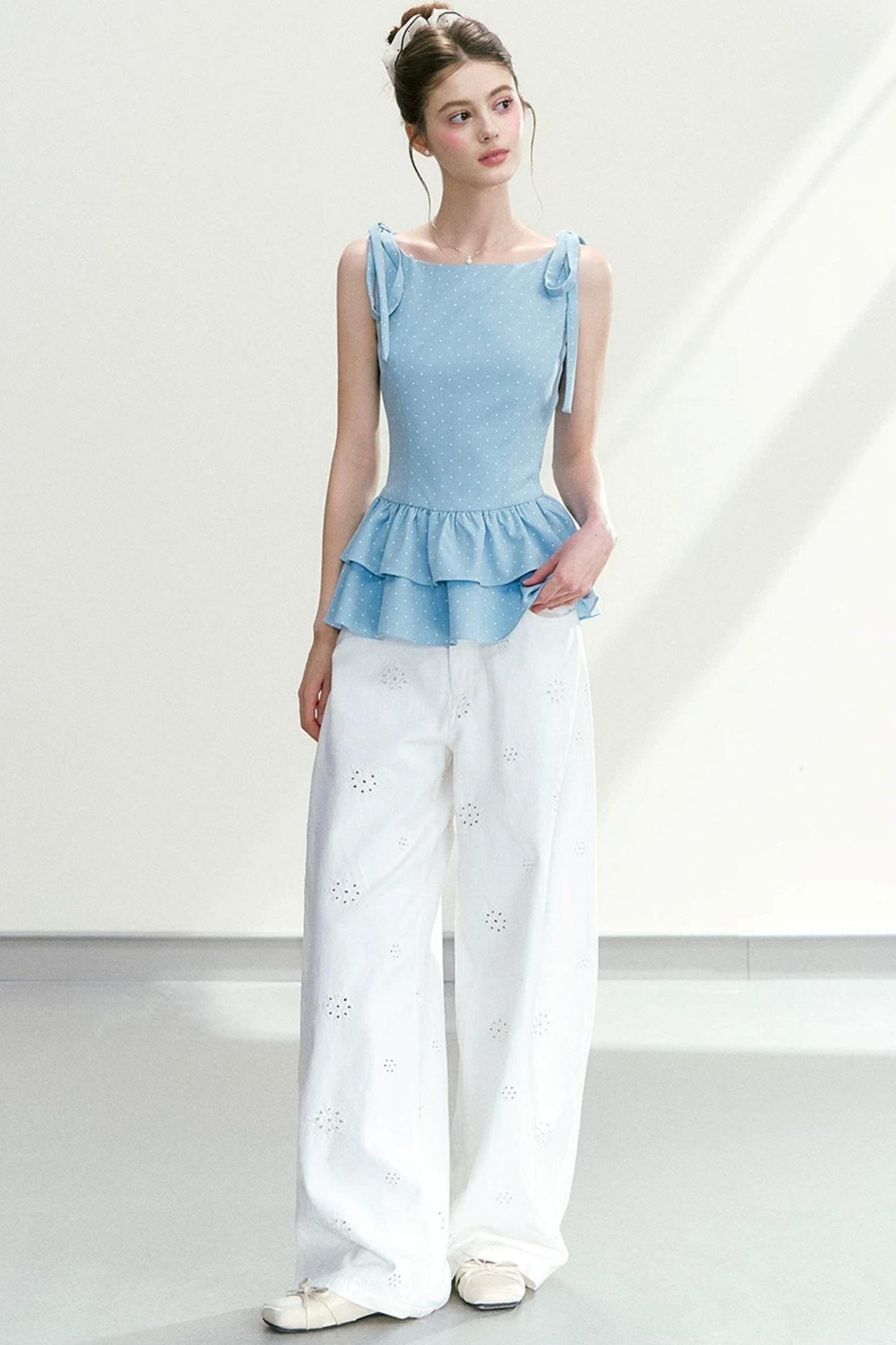 Polka Dot Ruffle Camisole Top