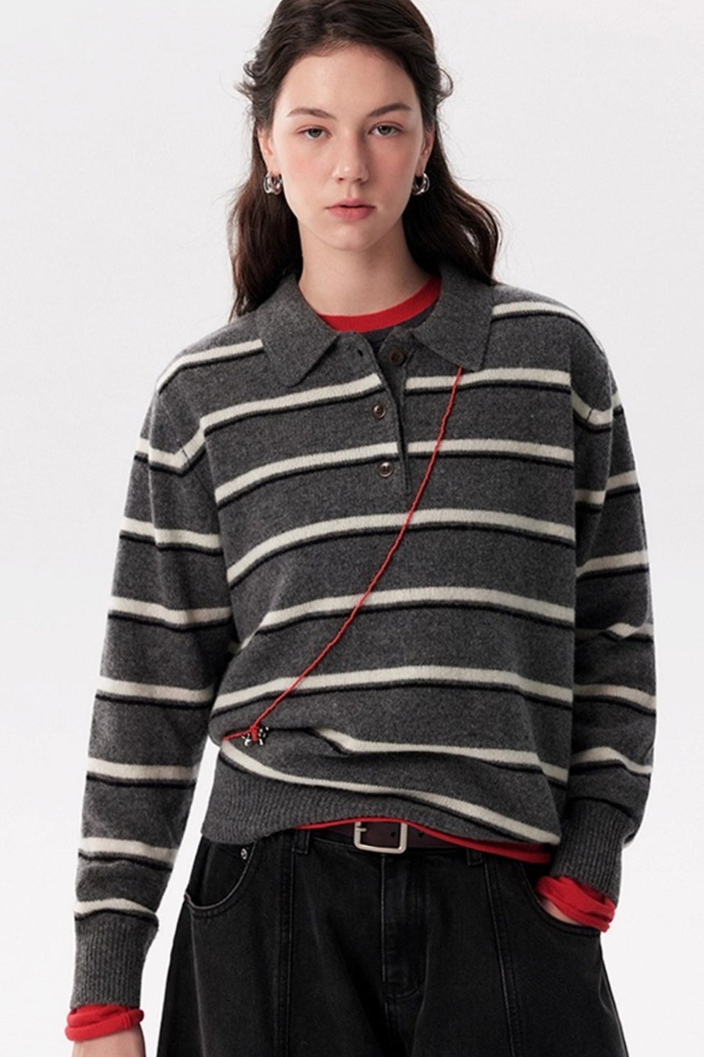 Fashionable Striped Wool Knitted Sweater
