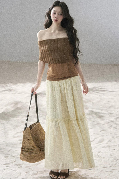 Youthful Off-Shoulder Knit Top