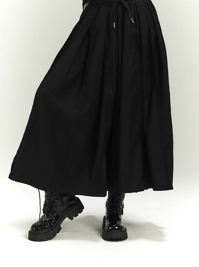 Yamamoto style dark pleated culottes skirt